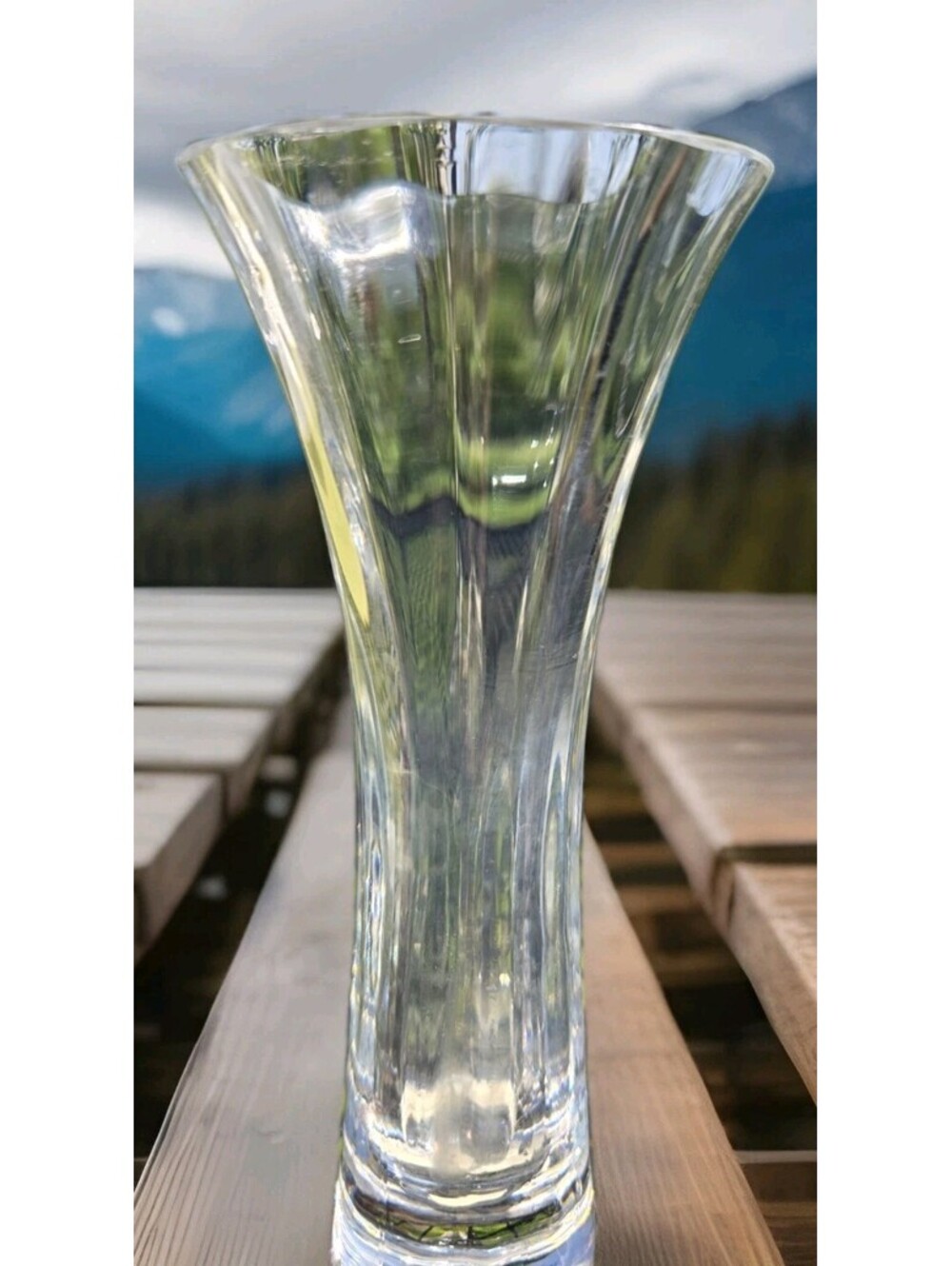 Vintage Lenox Optika Clear Glass Bud Vase 7.25" Lead Crystal Flared Lip